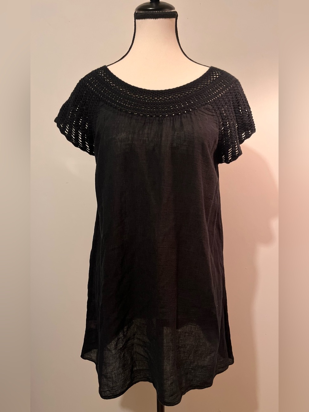 Banana Republic Black Crochet-Yoke Tunic